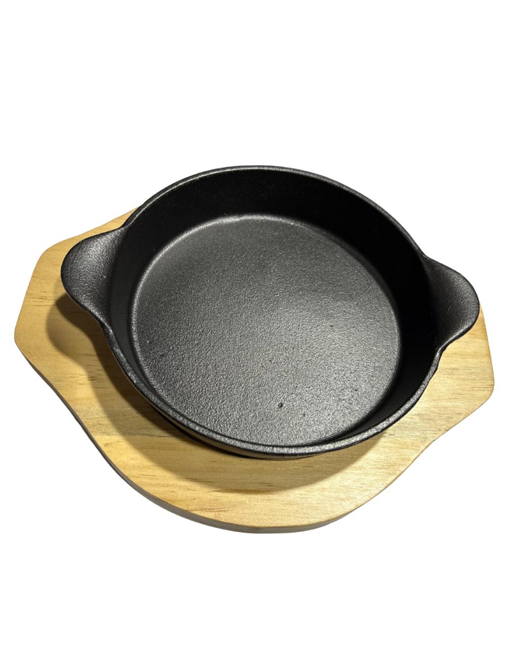 Plato Hierro Fundido 15cm Con Base Madera